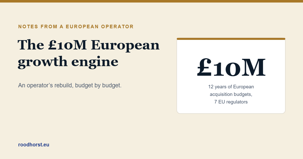 The 10 million pound European growth engine, an operator rebuild across 7 EU regulators.