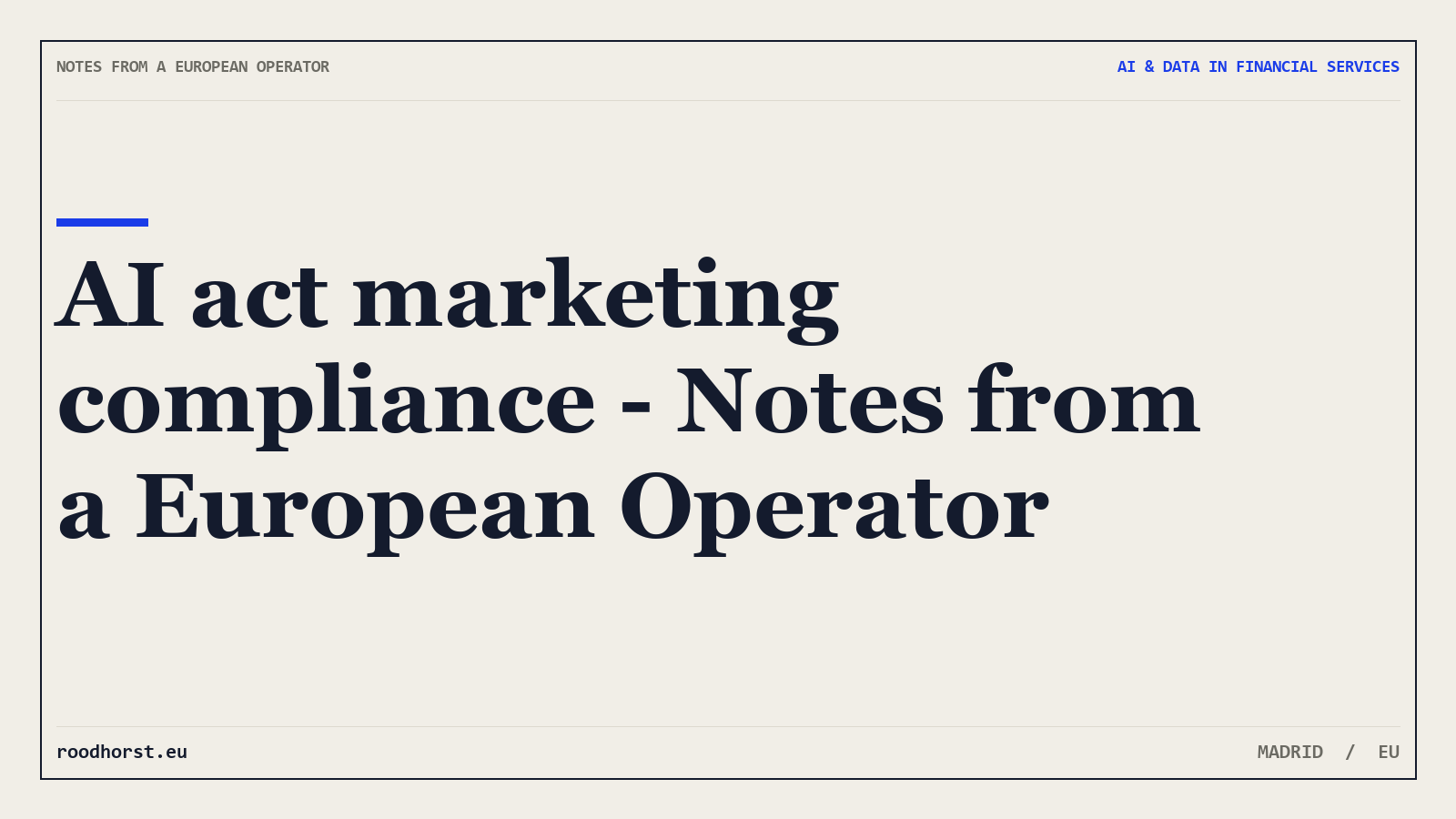 AI act marketing compliance - Notes from a European Operator