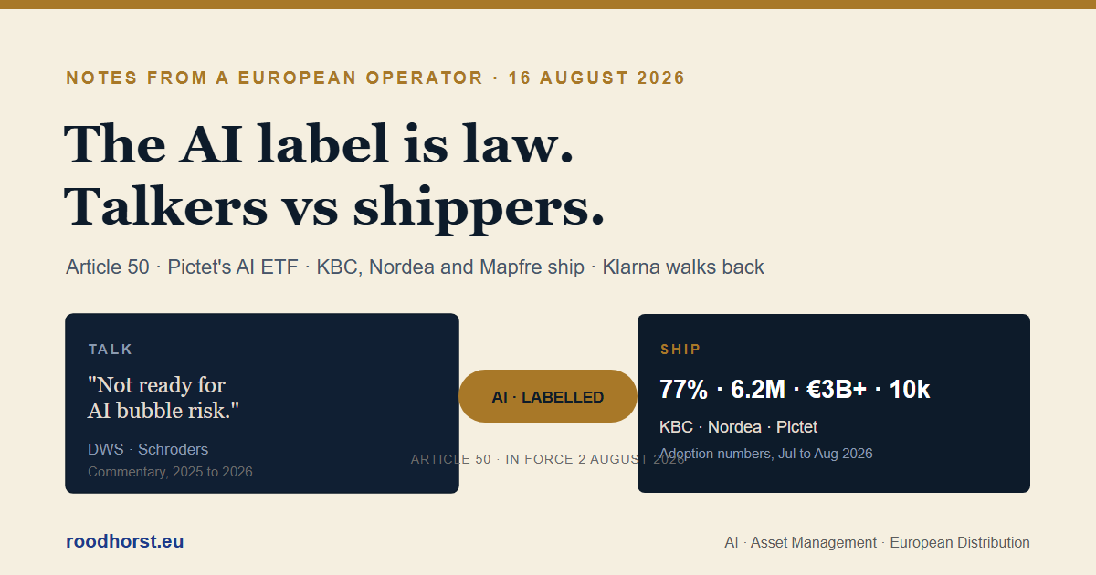 The AI label is law: talkers vs shippers in European finance